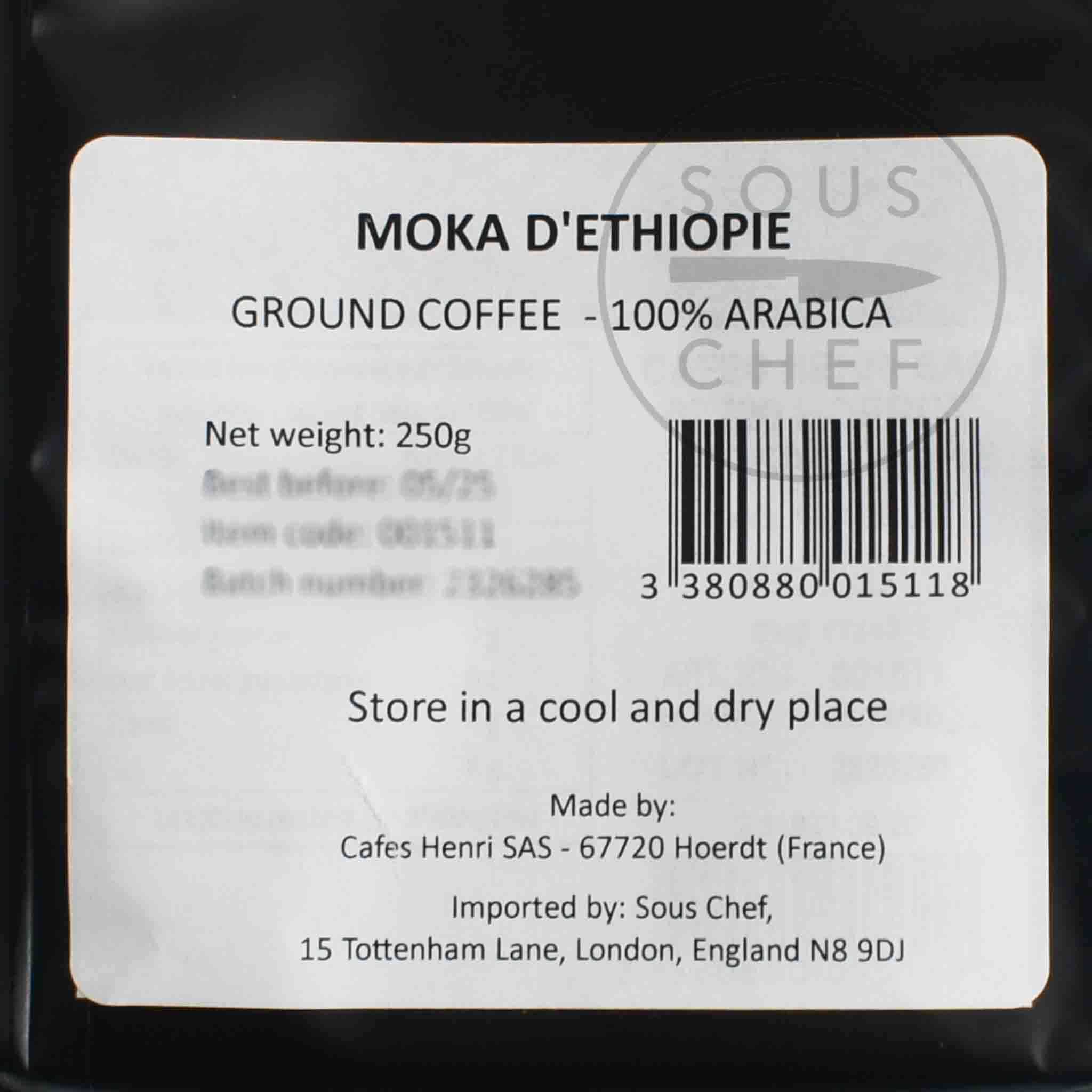 Cafes Henri Ground Ethiopian Coffee for Moka, 250g
