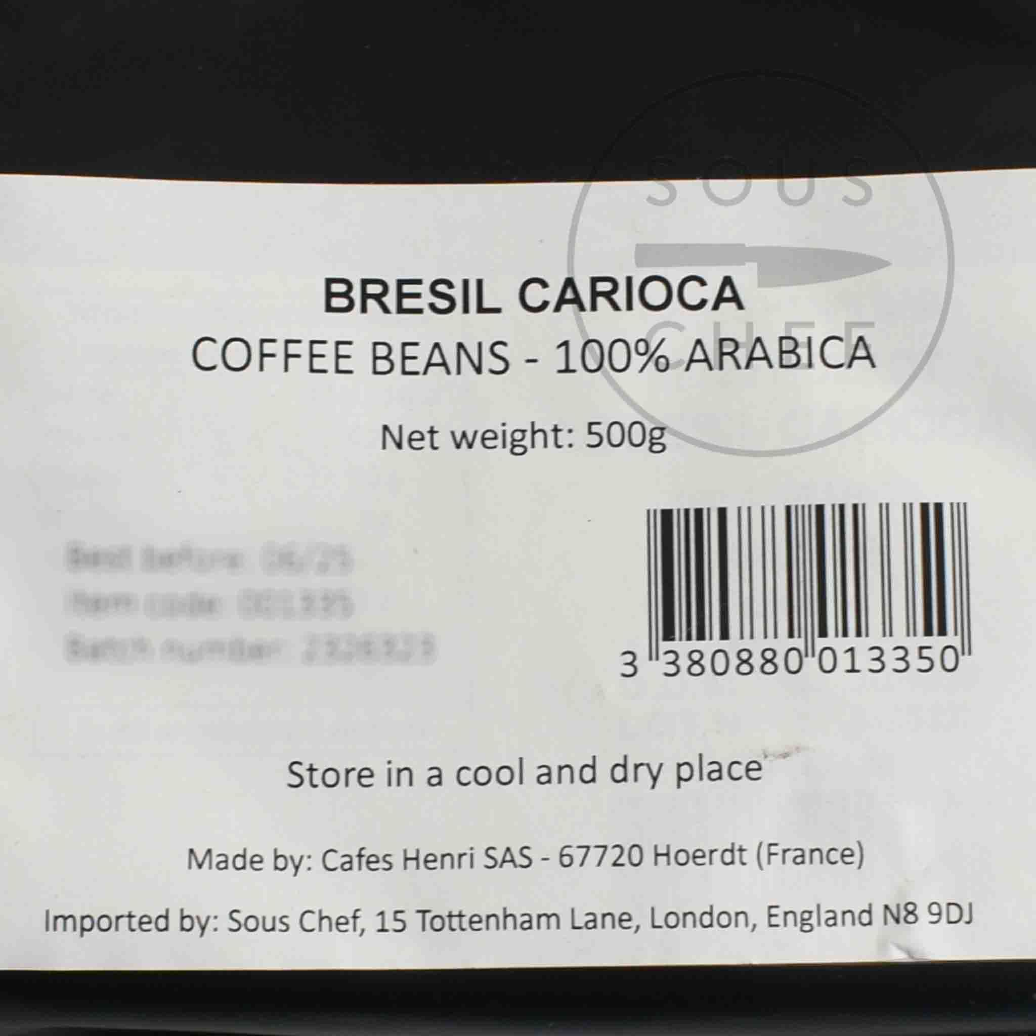 Cafes Henri Brazil Carioca Whole Coffee Beans, 500g