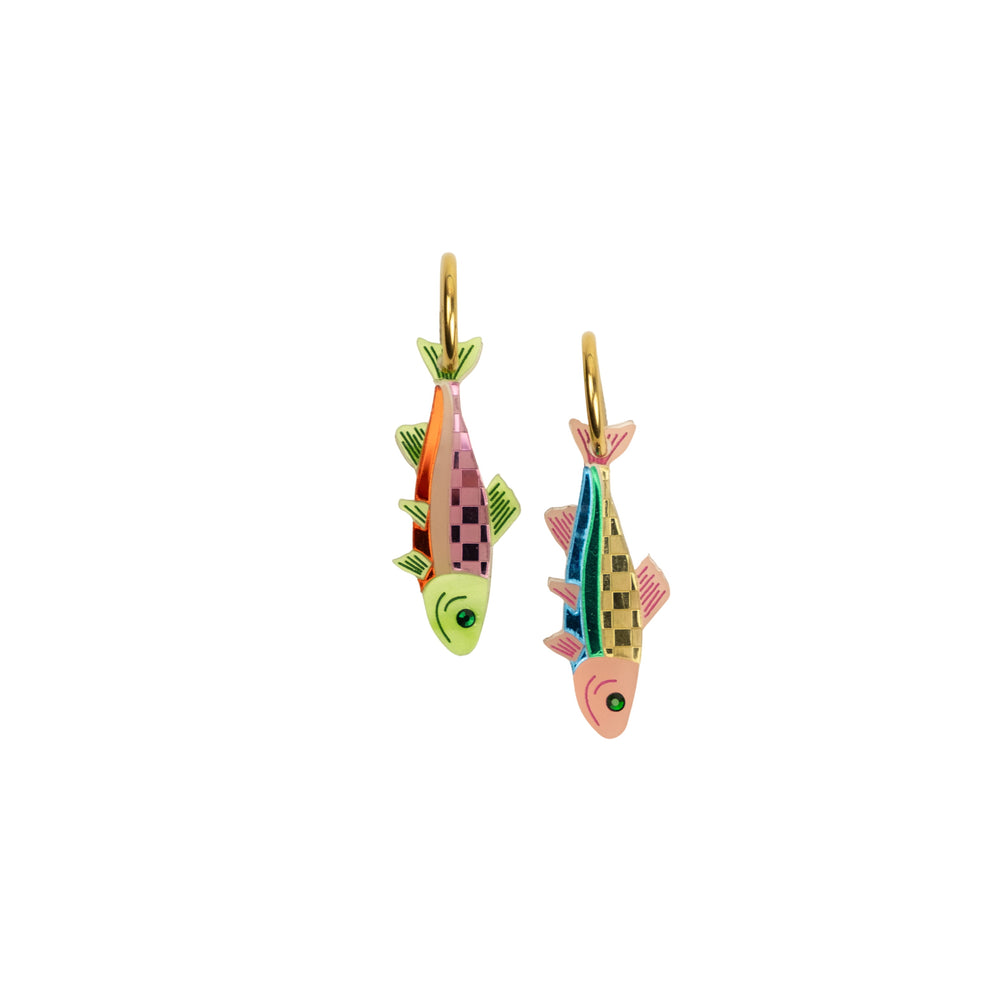 Cuteryko Rainbow Trout Stainless Steel Hoop Earrings