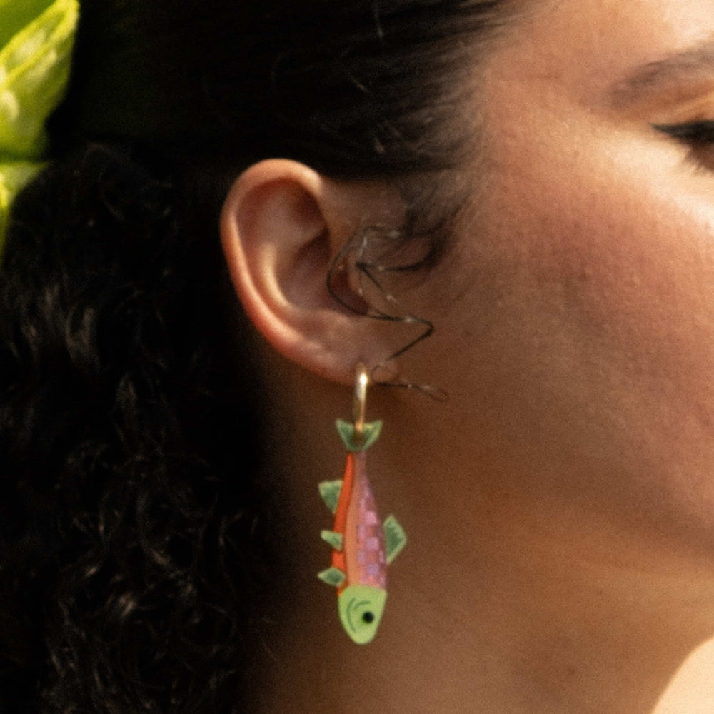 Cuteryko Rainbow Trout Stainless Steel Hoop Earrings