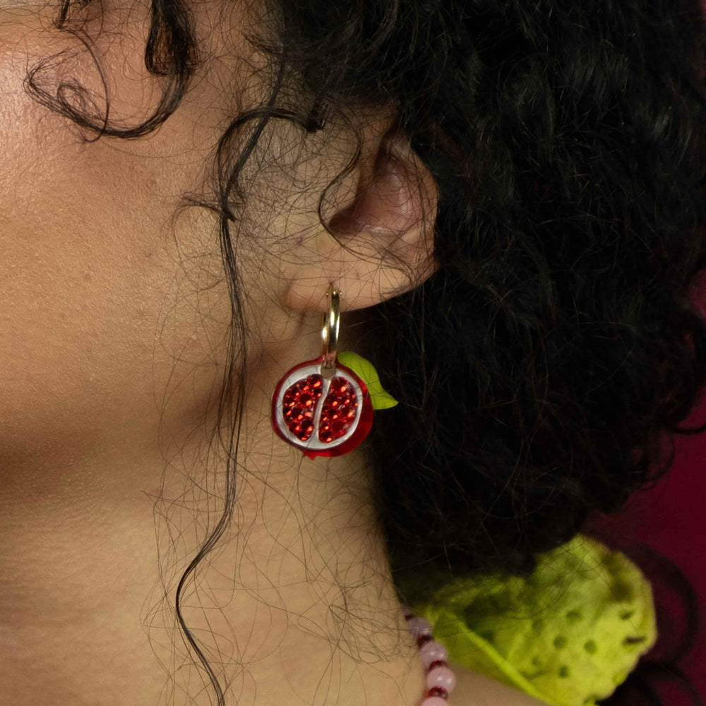 Cuteryko Mini Pomegranate Stainless Steel Hoop Earrings