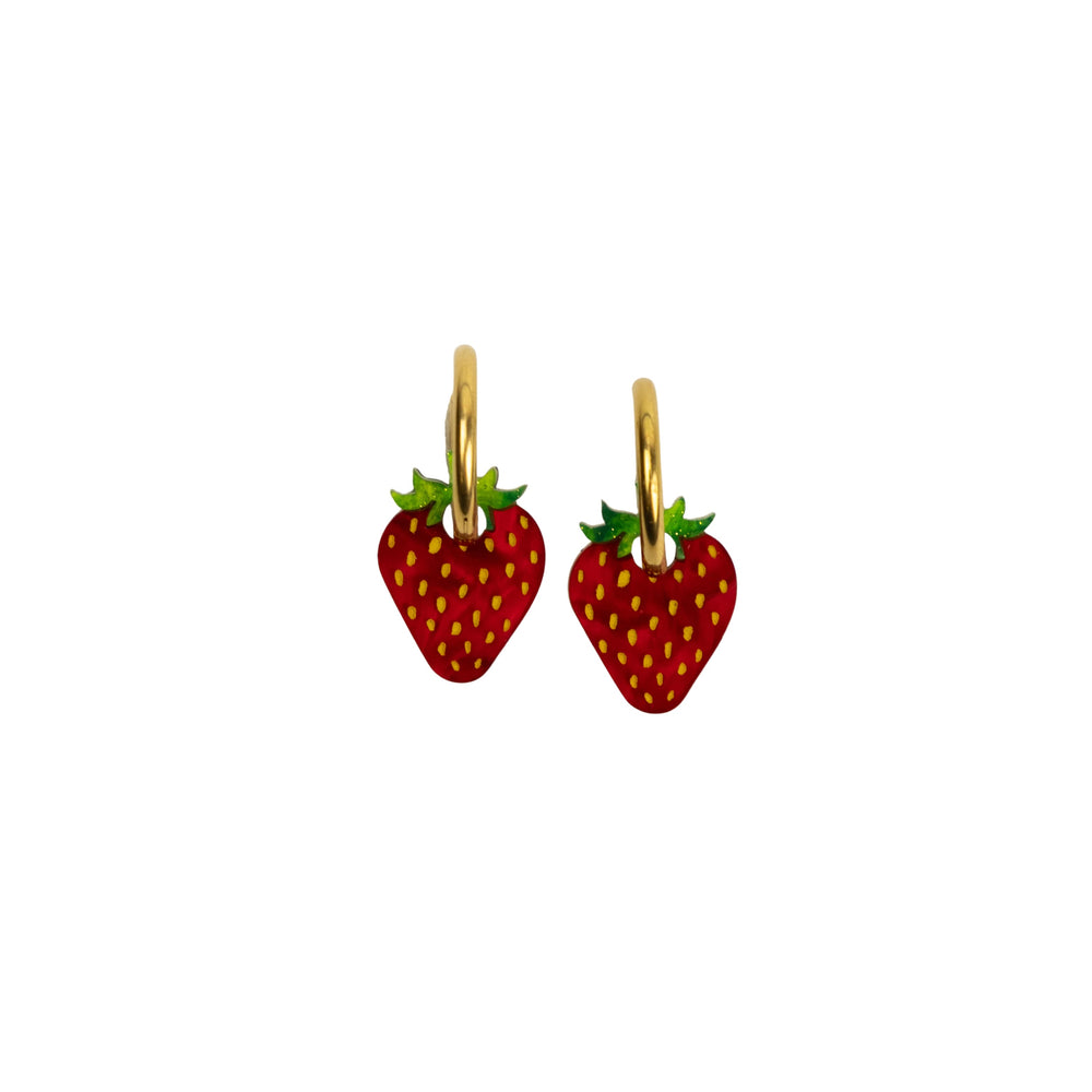 Cuteryko Strawberry Stainless Steel Hoop Earrings