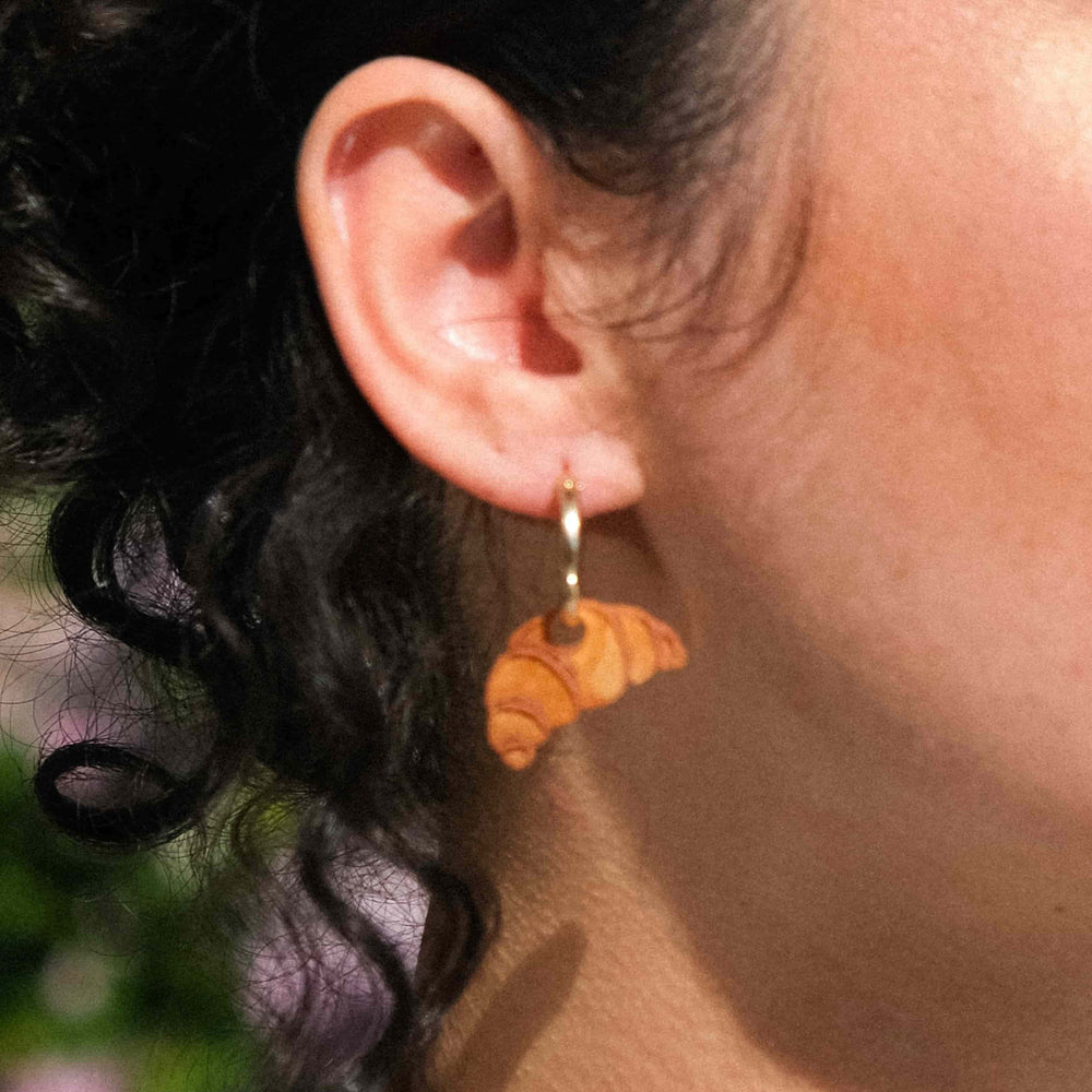 Cuteryko Croissant Stainless Steel Hoop Earrings
