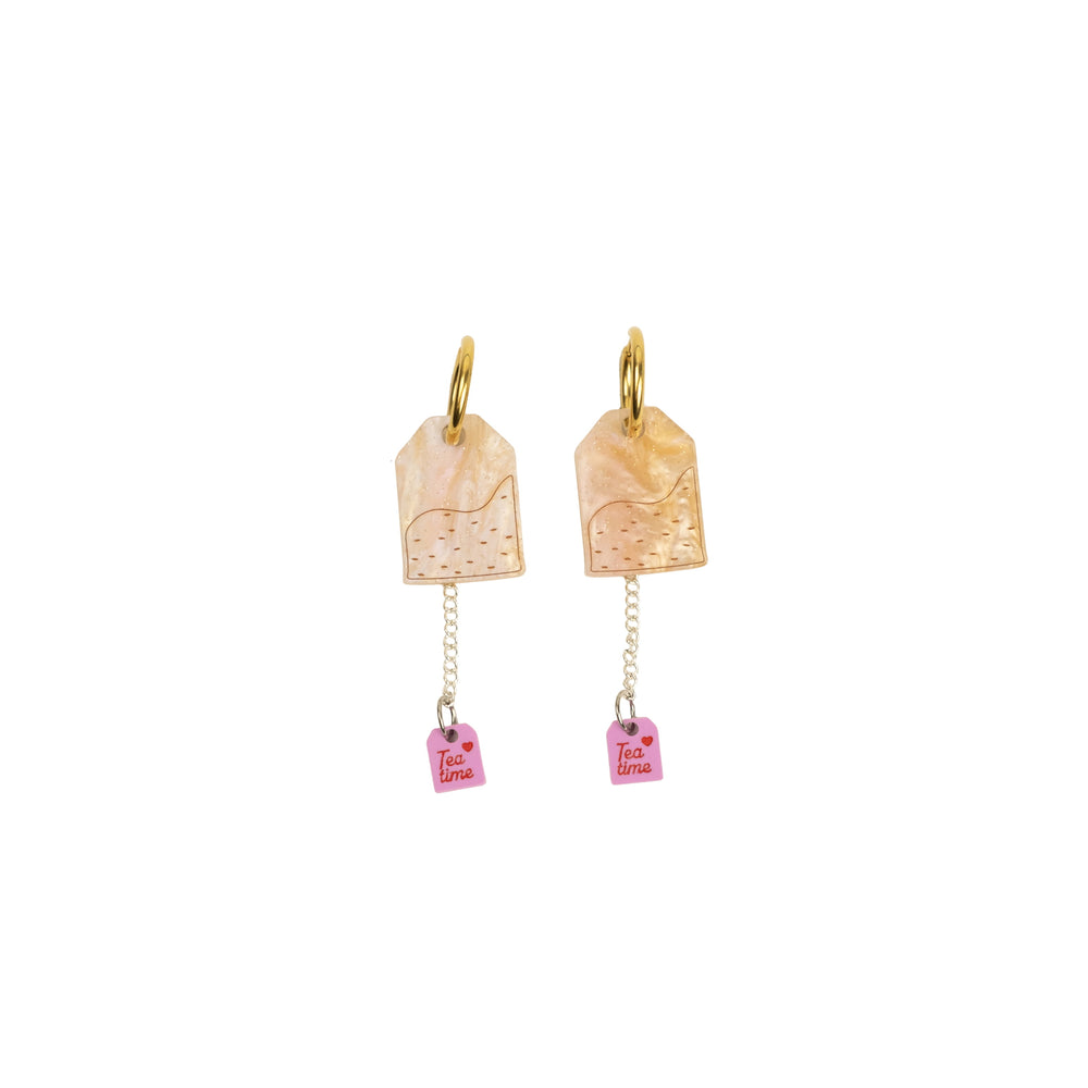 Cuteryko Tea Bag Stainless Steel Hoop Earrings