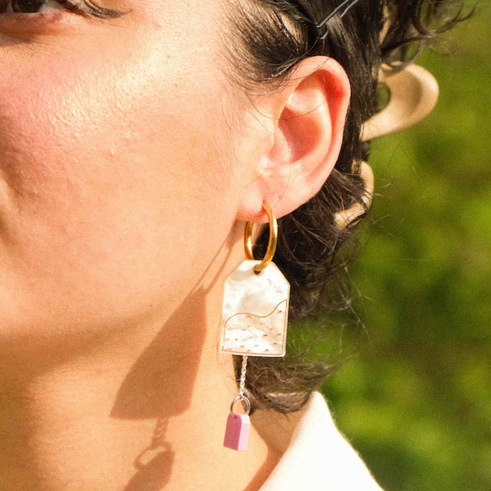 Cuteryko Tea Bag Stainless Steel Hoop Earrings