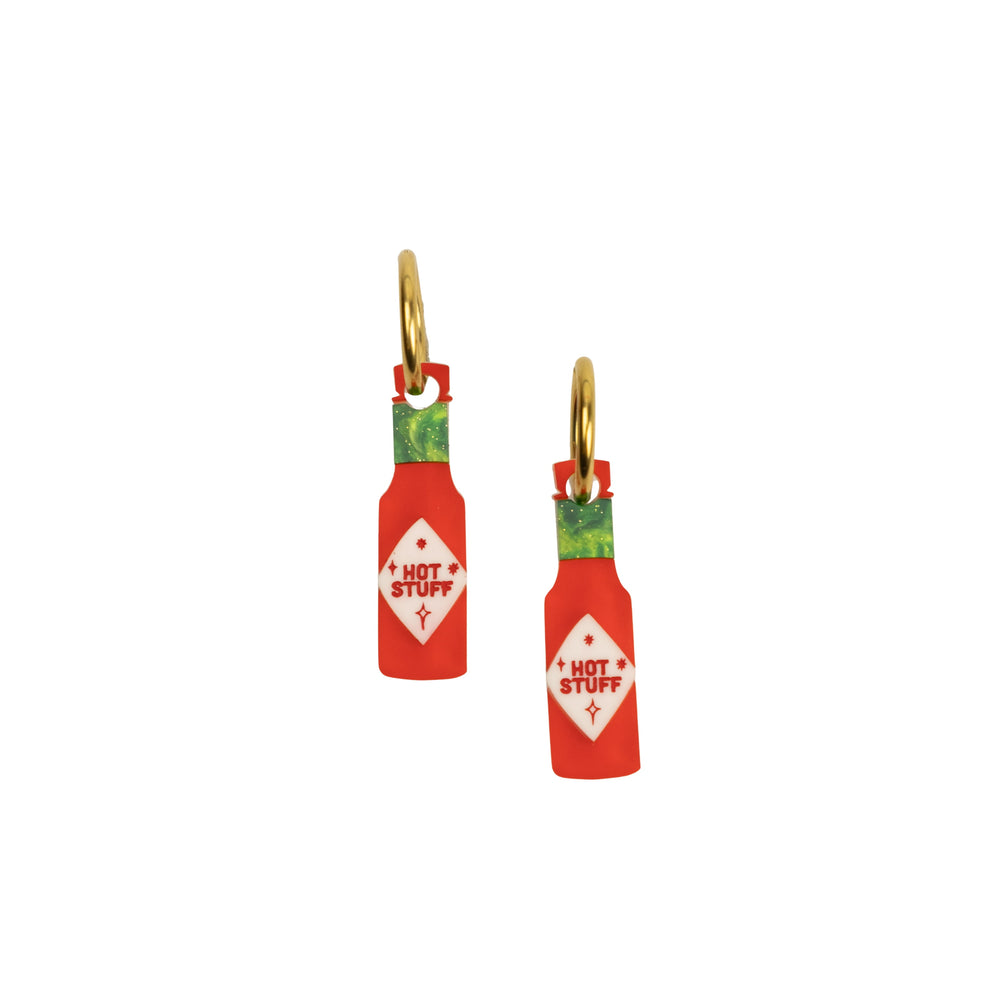 Cuteryko Hot Sauce Stainless Steel Hoop Earrings