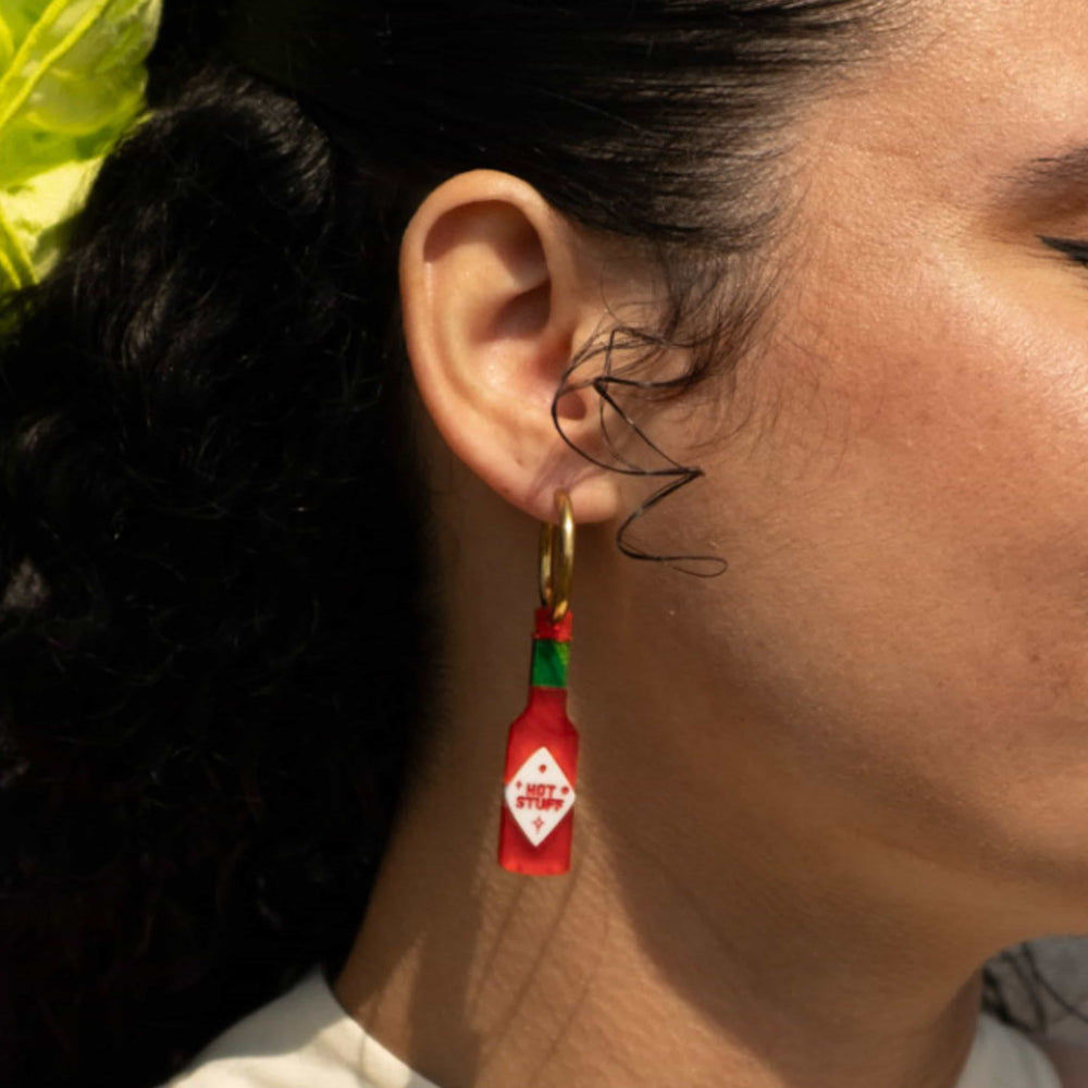 Cuteryko Hot Sauce Stainless Steel Hoop Earrings