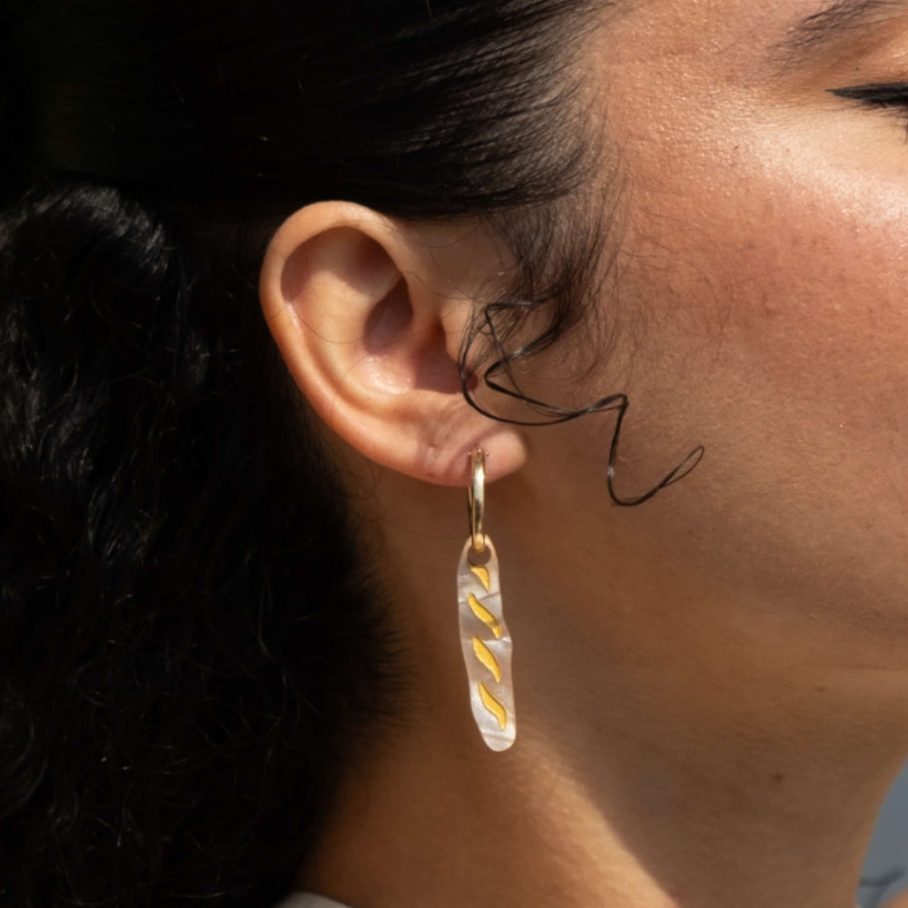 Cuteryko Baguette Stainless Steel Hoop Earrings