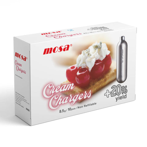Mosa Box of 10 Nitrous Oxide Cream Whipper Chargers, 8.5g