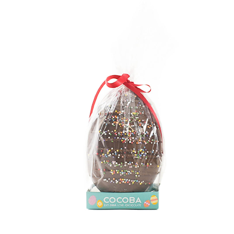 Cocoba Milk Chocolate Drizzled Easter Egg with Coloured Sprinkles, 250g