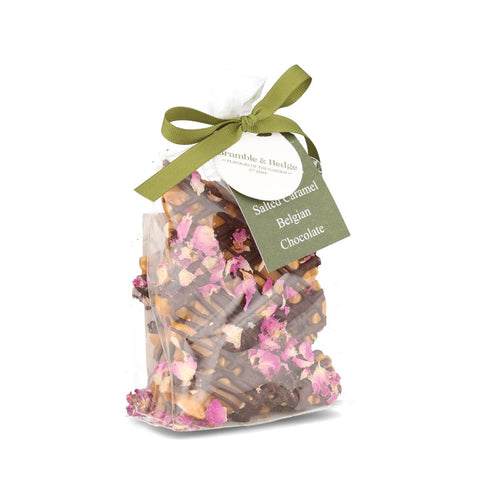 Salted Caramel, Rose Petal & Dark Belgian Chocolate Peanut Brittle, 200g