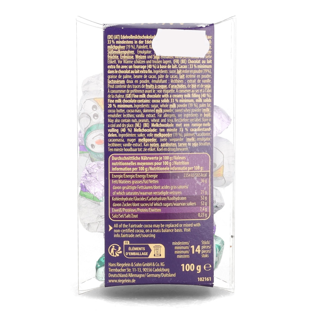Riegelein Mini Milk Chocolate Cream Filled Snowmen in a Box, 100g