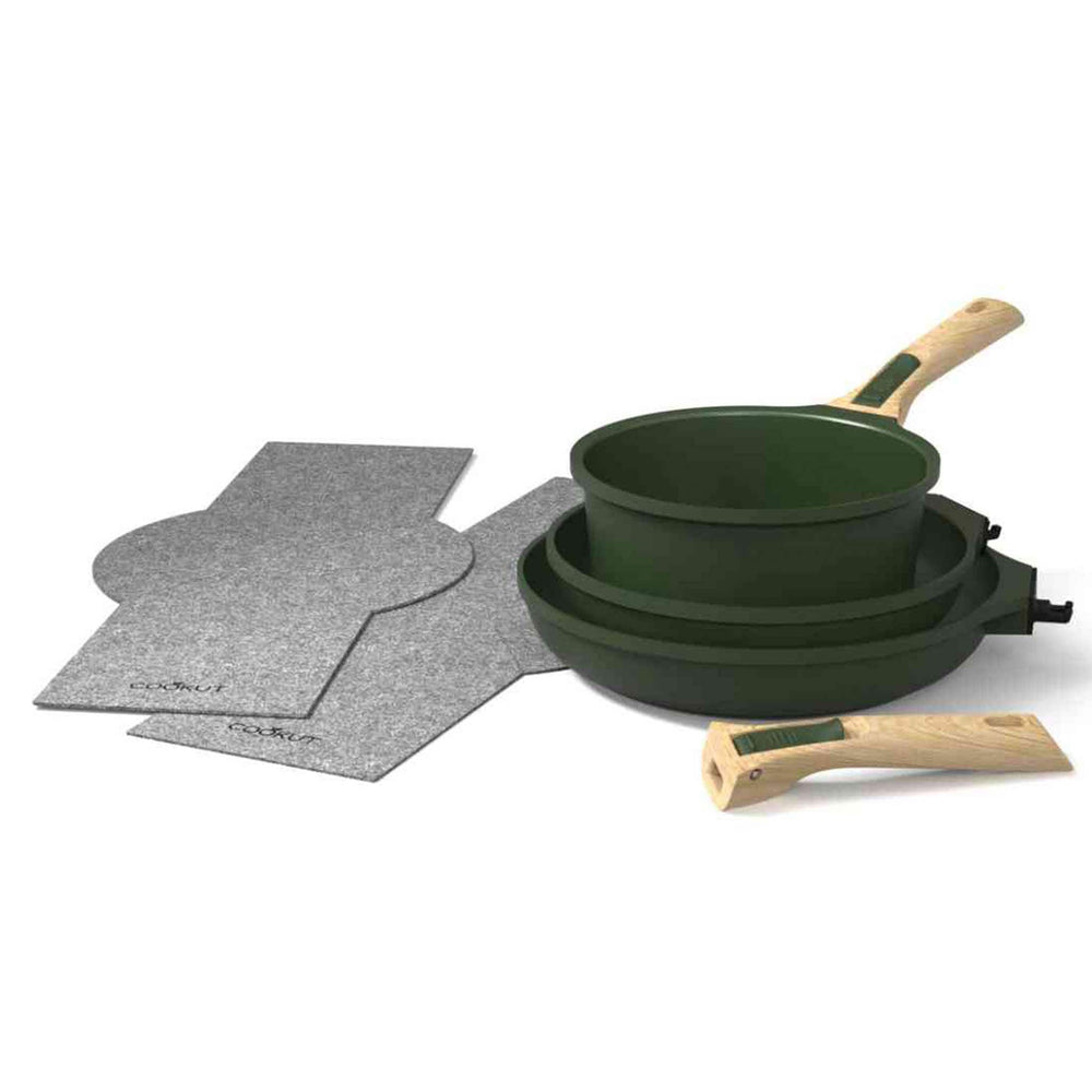 Cookut Collection Cookut 3 Piece Set with Detachable Handles, Green | Buy online UK ...