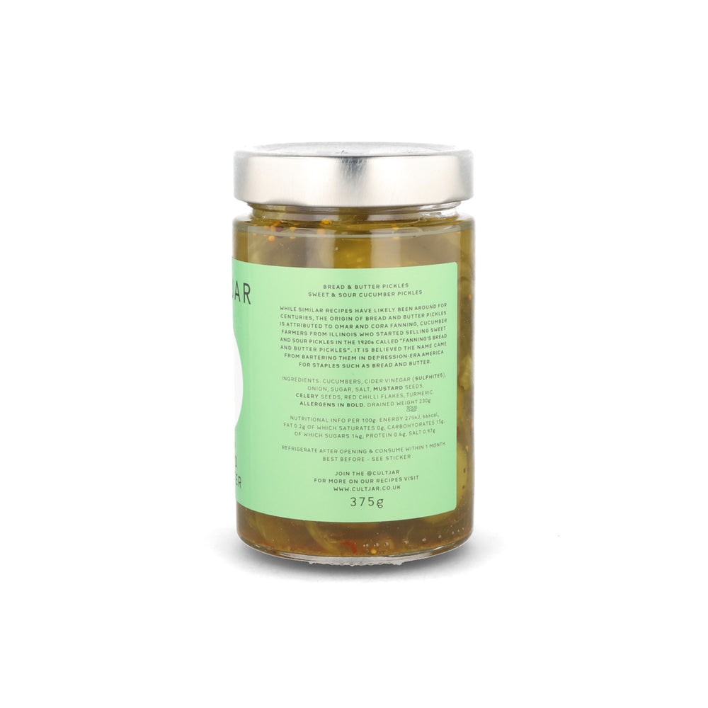 Cultjar Bread & Butter Pickle - Sweet & Sour Cucumbers, 370g
