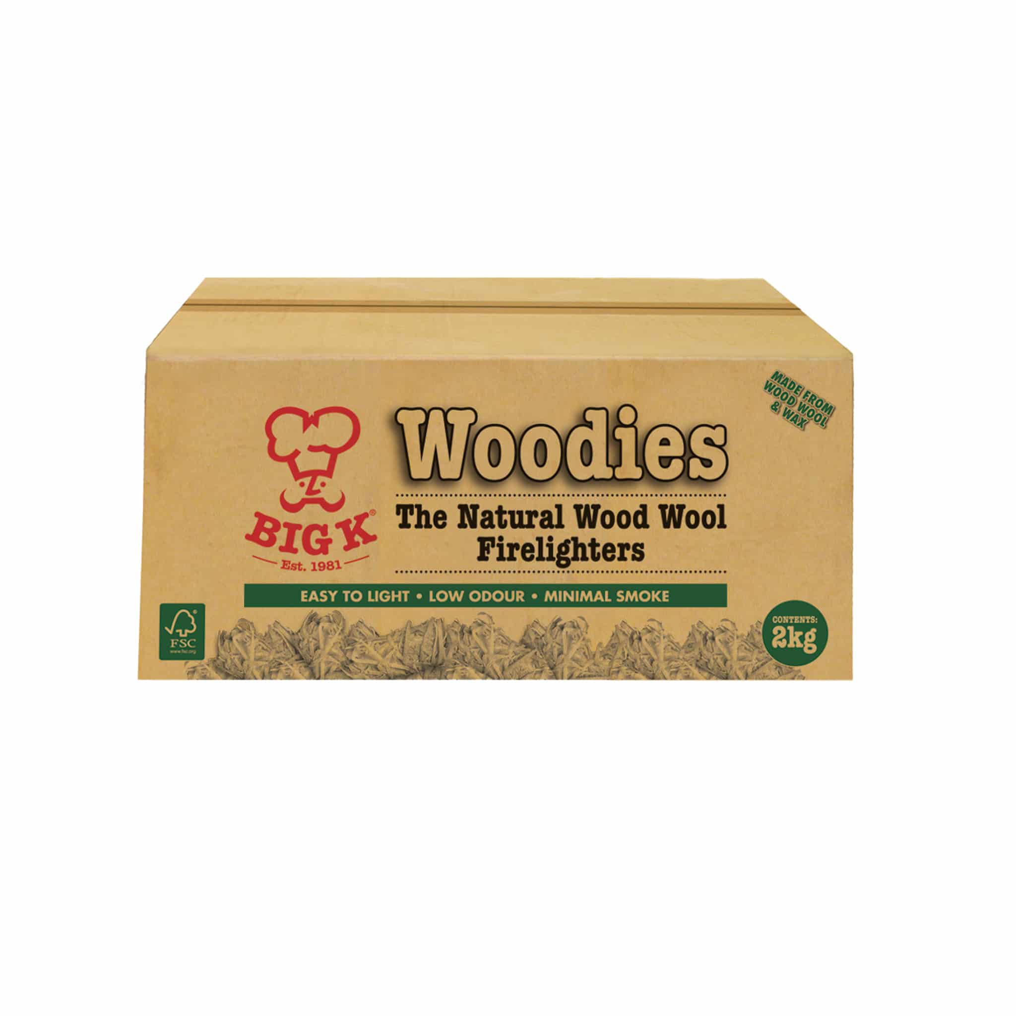 Big K Woodies Natural Wood Wool Firelighters, 2kg