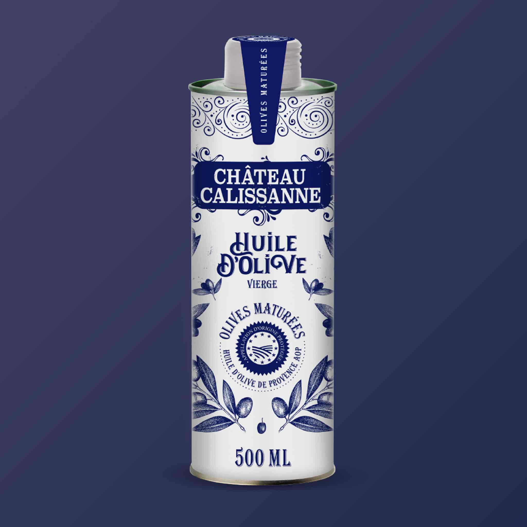 Chateau Calissanne Mature Virgin Olive Oil in Blue Tin, 500ml