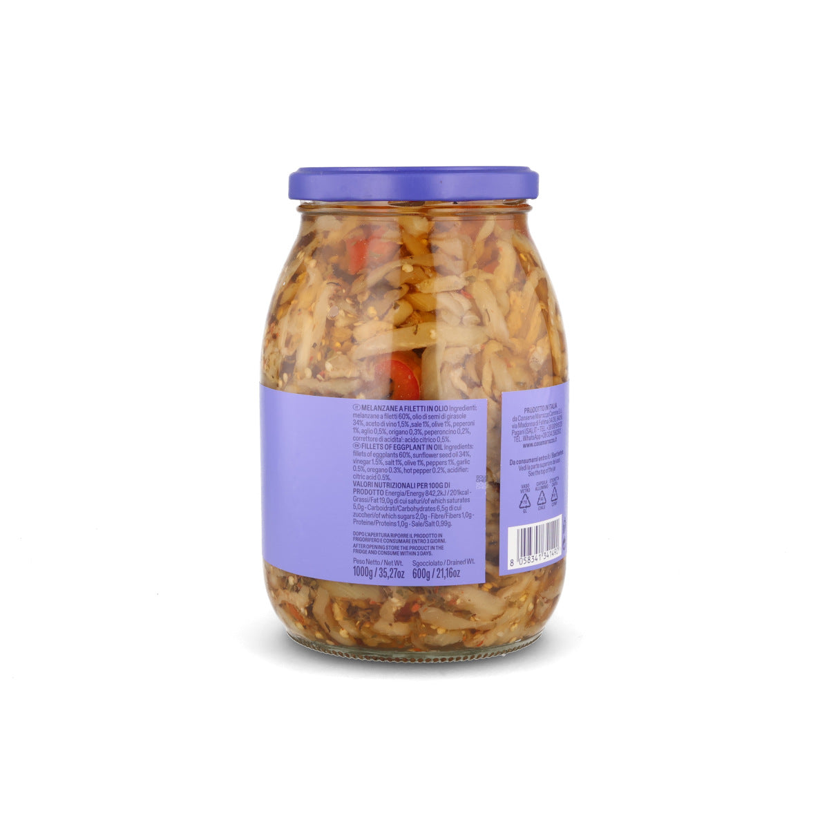Casa Marrazzo Sliced Eggplant in Oil, 1 Litre | Buy online UK
