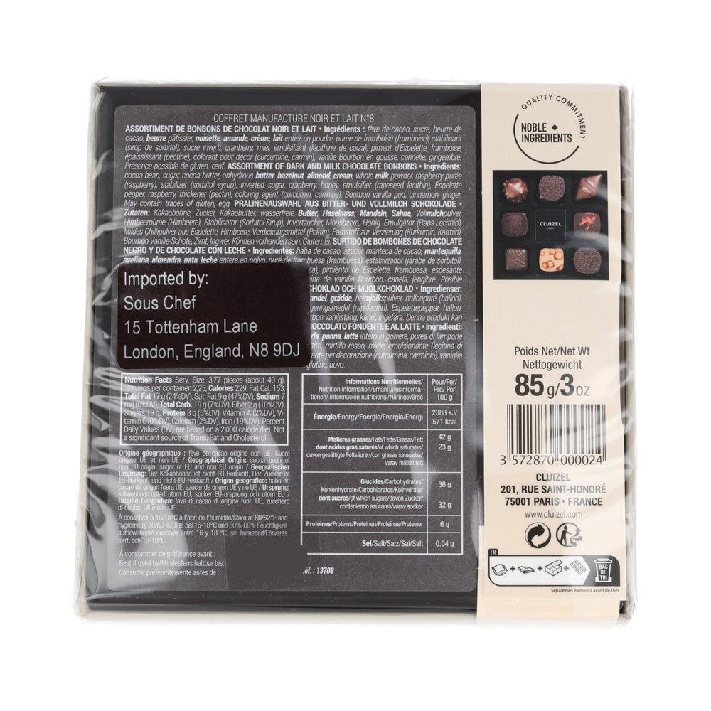 Cluizel Set of 8 Dark & Milk Chocolate Bonbons, 85g