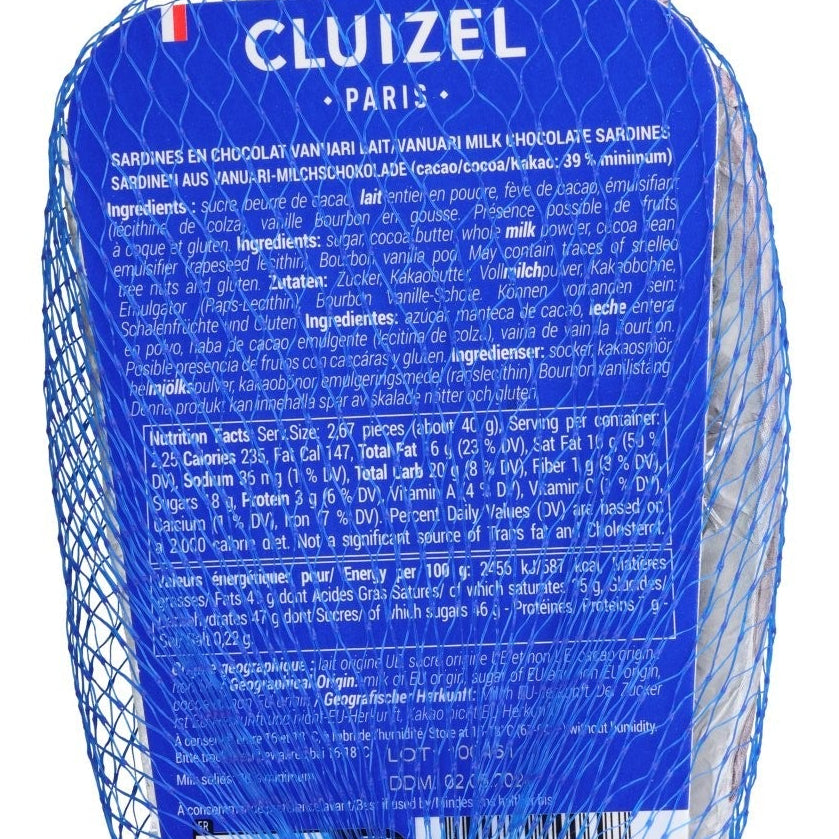 Cluizel 39% Milk Chocolate Shaped Sardines in Net, 90g