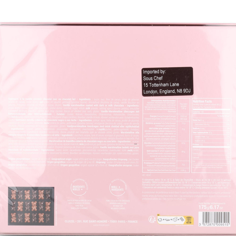 Cluizel Milk & Dark Chocolate Covered Vanilla Marshmallow Bears in Gift Box, 175g