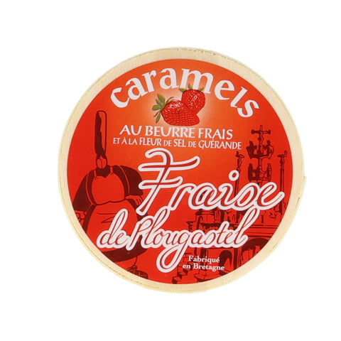 French Salted Butter Strawberry Caramels in Wooden Box, 50g