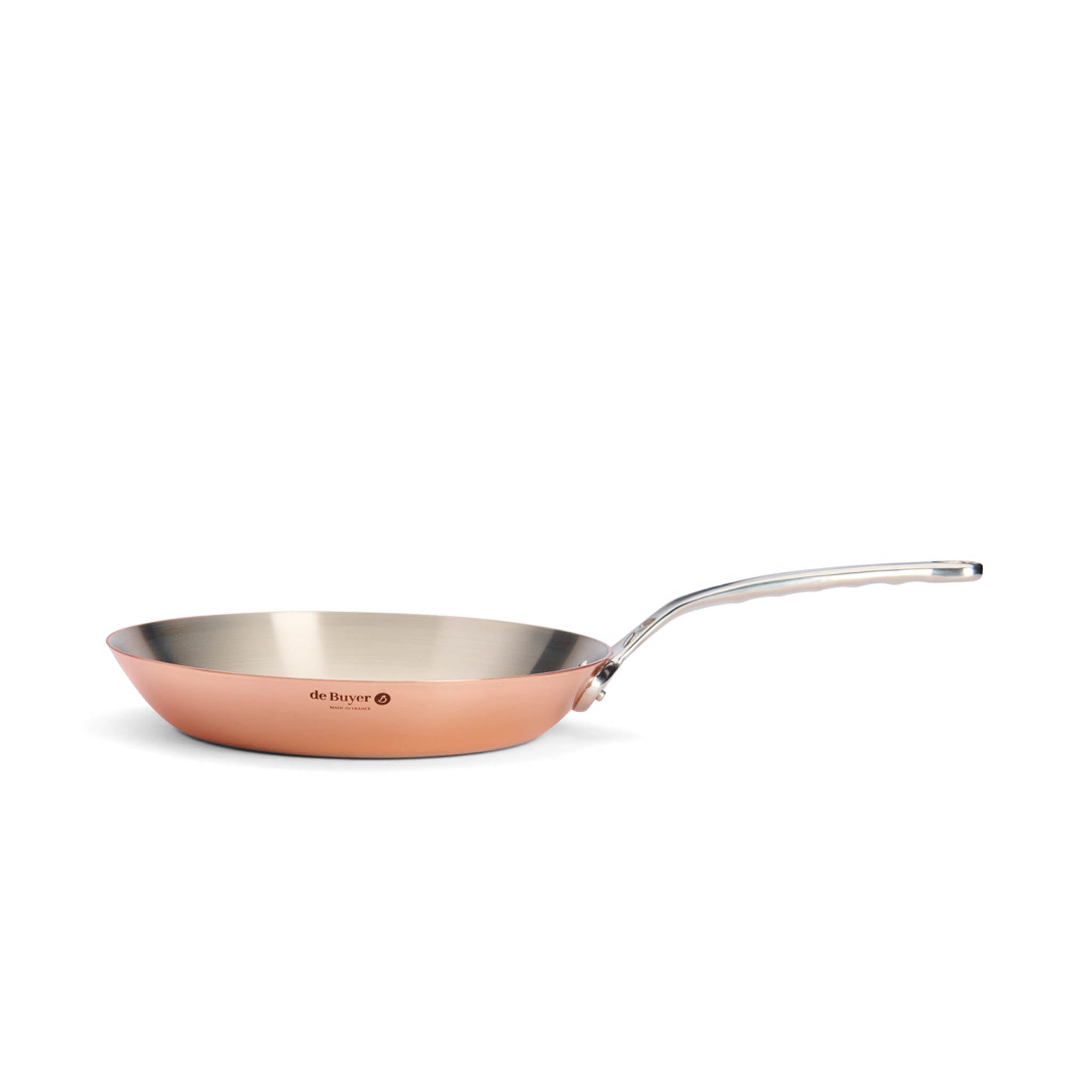 De Buyer Prima Matera Induction Copper Frying Pan with Stainless Steel Handle