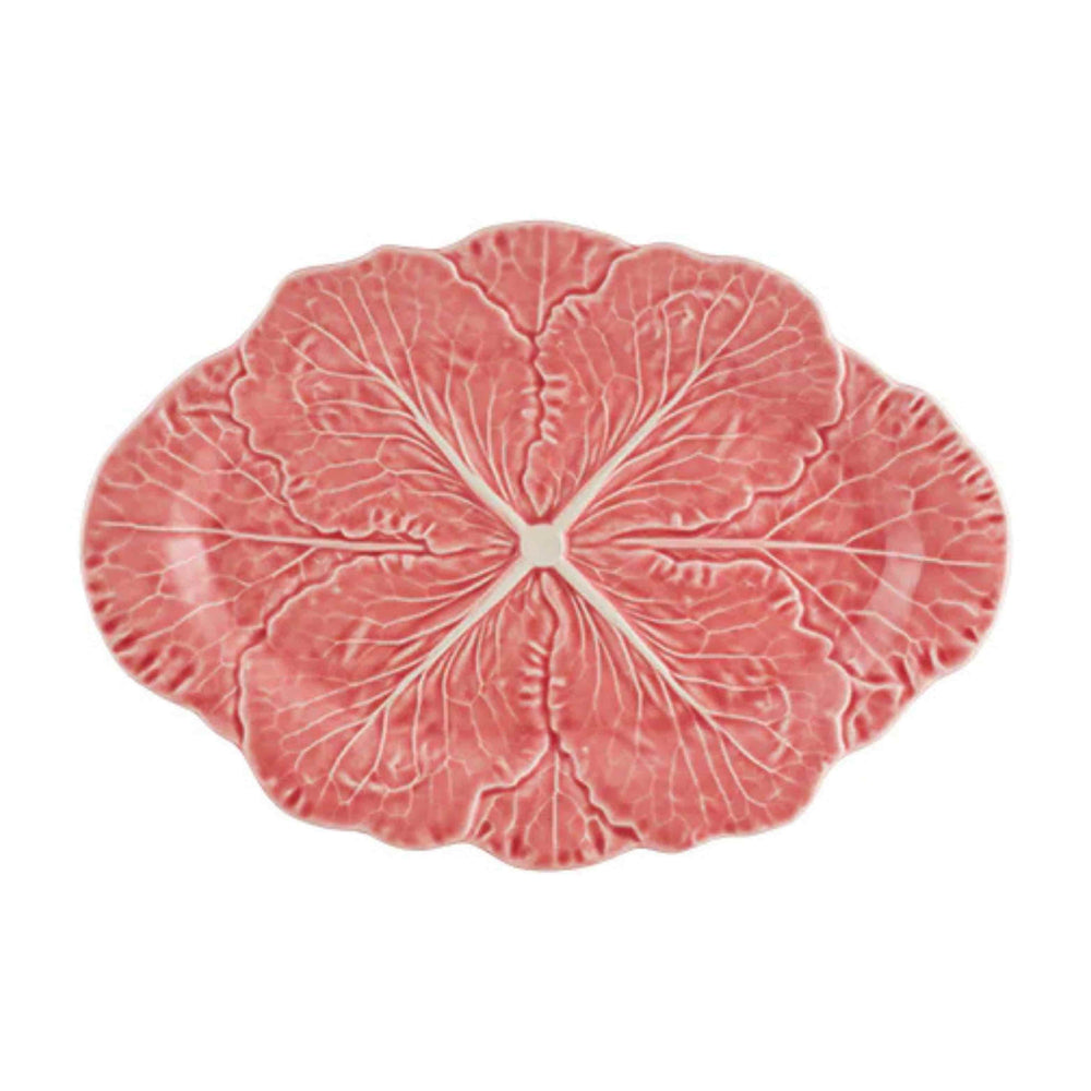 Bordallo Pinheiro Pink Cabbage Leaf Oval Platter, 37.5cm
