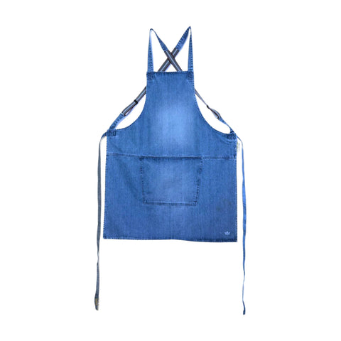 Dutchdeluxes Denim Suspender Apron in Blue