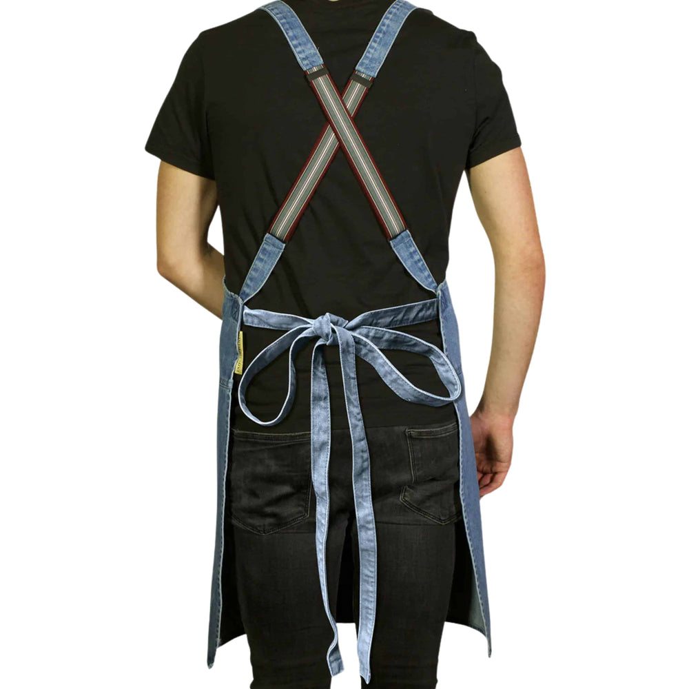 Dutchdeluxes Denim Suspender Apron in Blue
