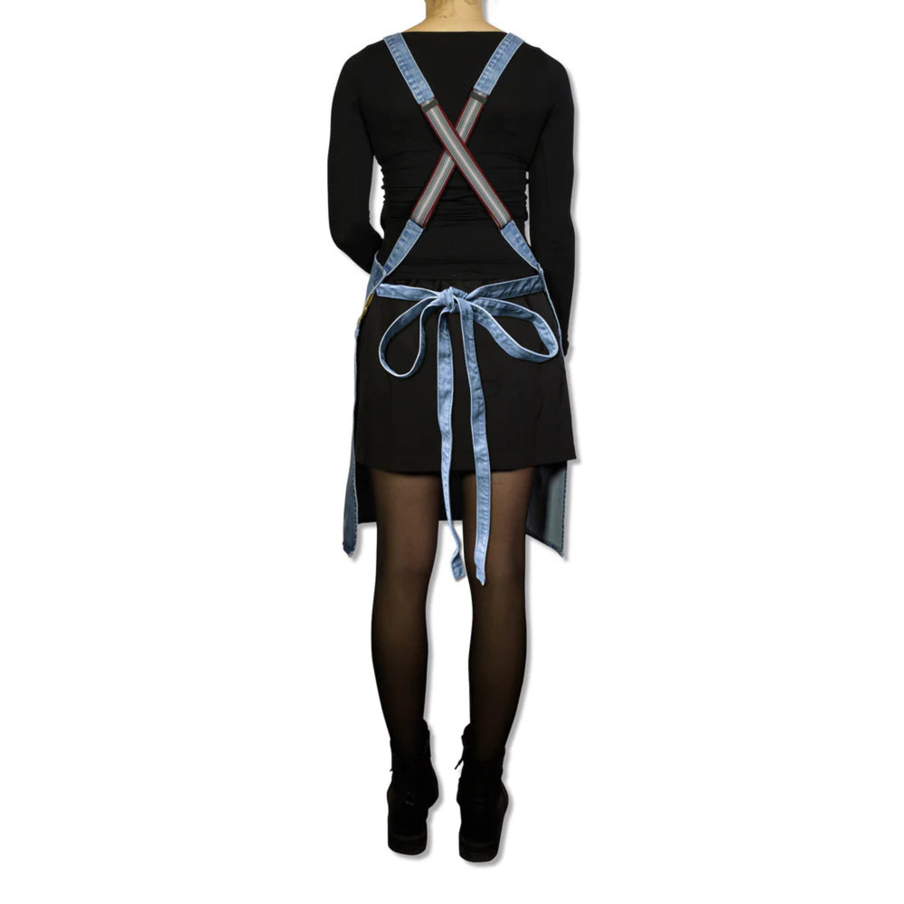 Dutchdeluxes Denim Suspender Apron in Blue