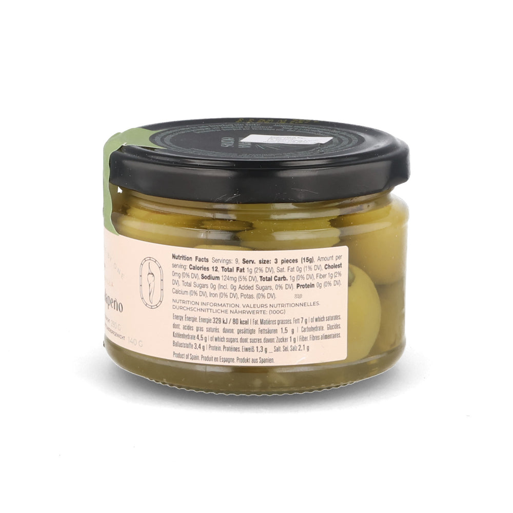Jalapeno Stuffed Green Gordal Olives, 280g