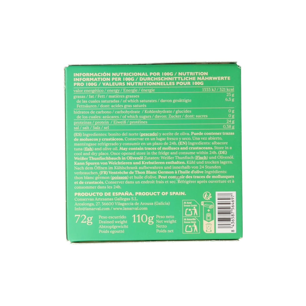 La Narval Premium Cantabrian White Tuna Belly in Olive Oil, 120g