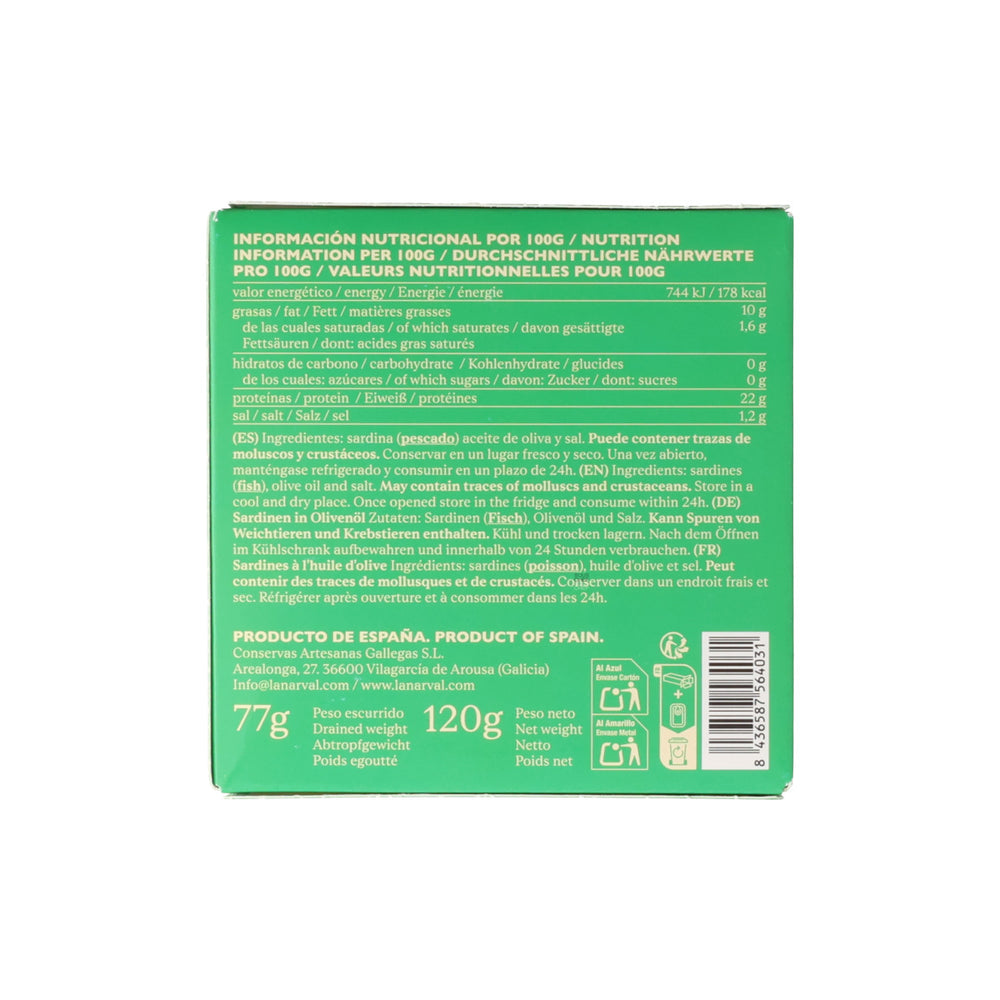 La Narval Premium Small Galician Sardines in Olive Oil, 120g