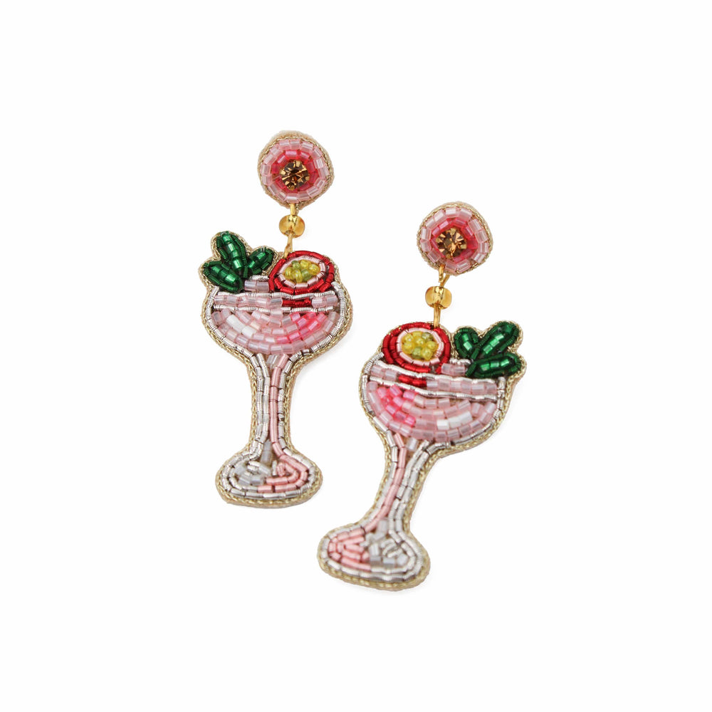 Passionfruit Cocktail Beaded Earrings, 6cm