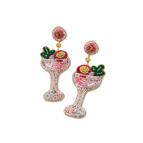Passionfruit Cocktail Beaded Earrings, 6cm