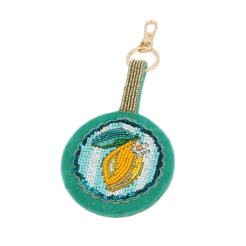 Round Beaded Lemon Keyring, 14cm