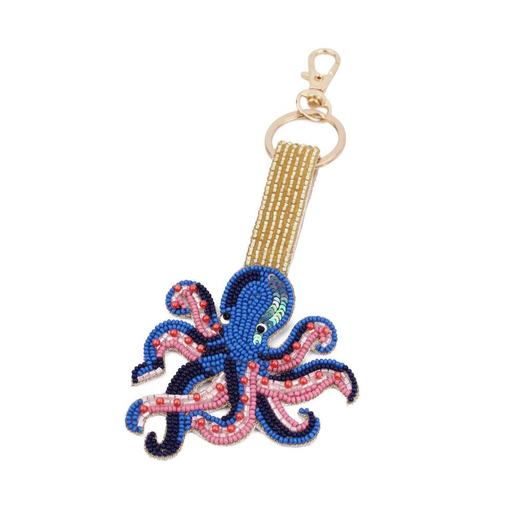 Octopus Beaded Keyring, 14cm