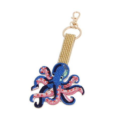 Octopus Beaded Keyring, 14cm