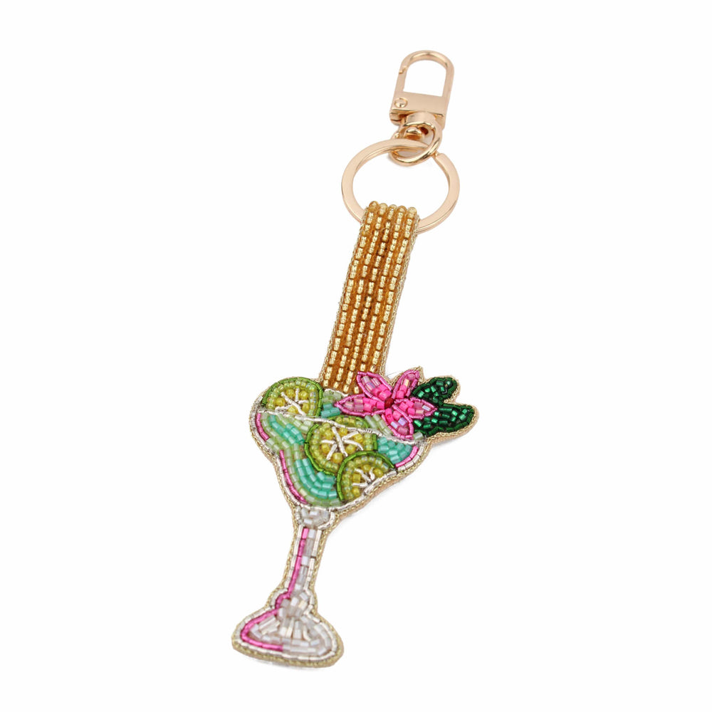 Lime Cocktail Beaded Keyring, 14cm