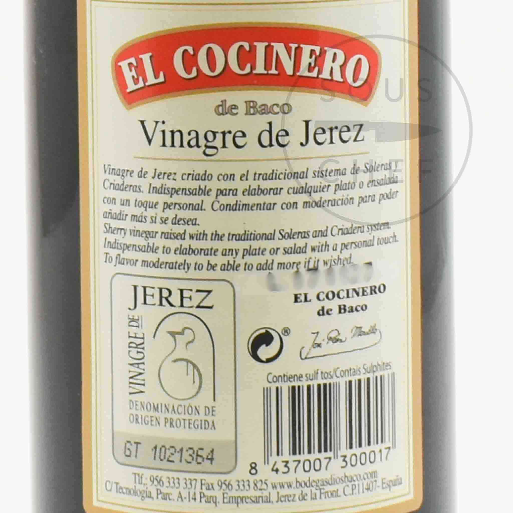 Dios Baco El Cocinero Sherry Vinegar, 750ml