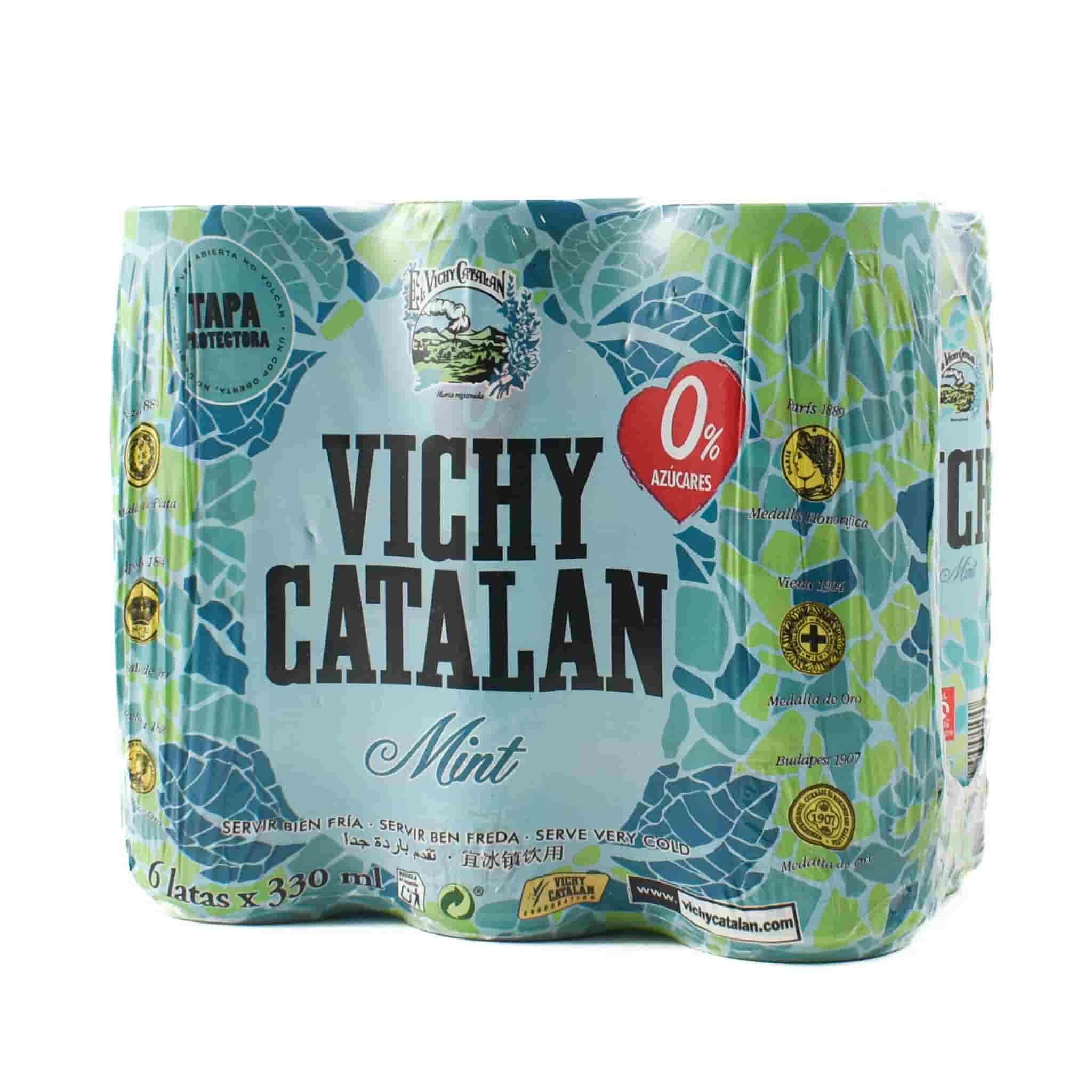 6x Vichy Catalan Sparkling Mint Mineral Water, 330ml