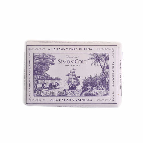 Drinking Chocolate Bar with 60% Cocoa & Bourbon Vanilla, 200g