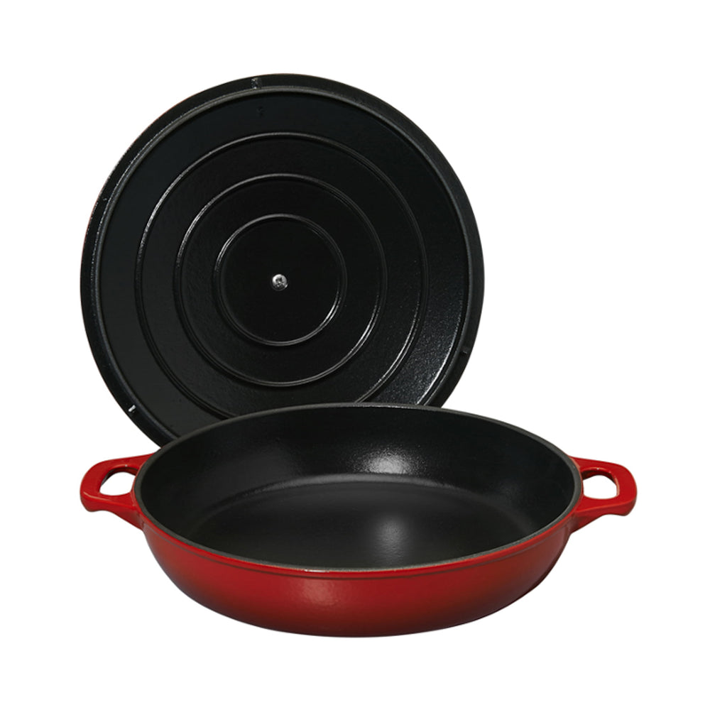 Chasseur Red Cast Iron Low Casserole, 24cm