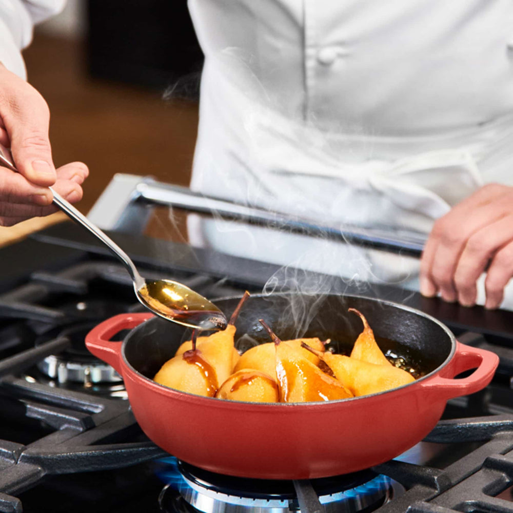 Chasseur Red Cast Iron Low Casserole, 24cm