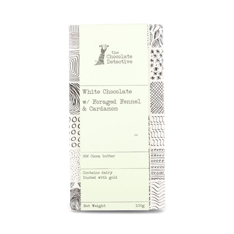 The Chocolate Detective White Broken Chocolate with Foraged Fennel & Cardamom, 100g