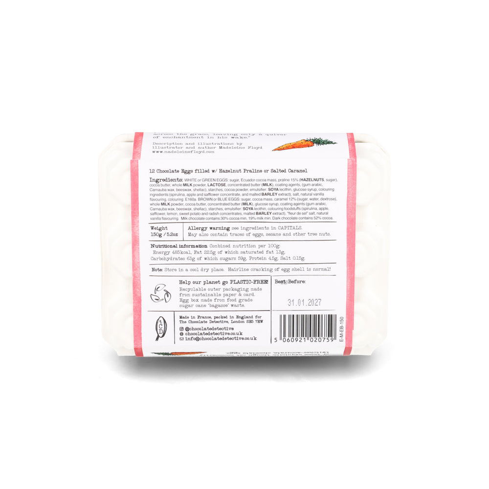 The Chocolate Detective 12 Country Bunny Easter Eggs, 150g