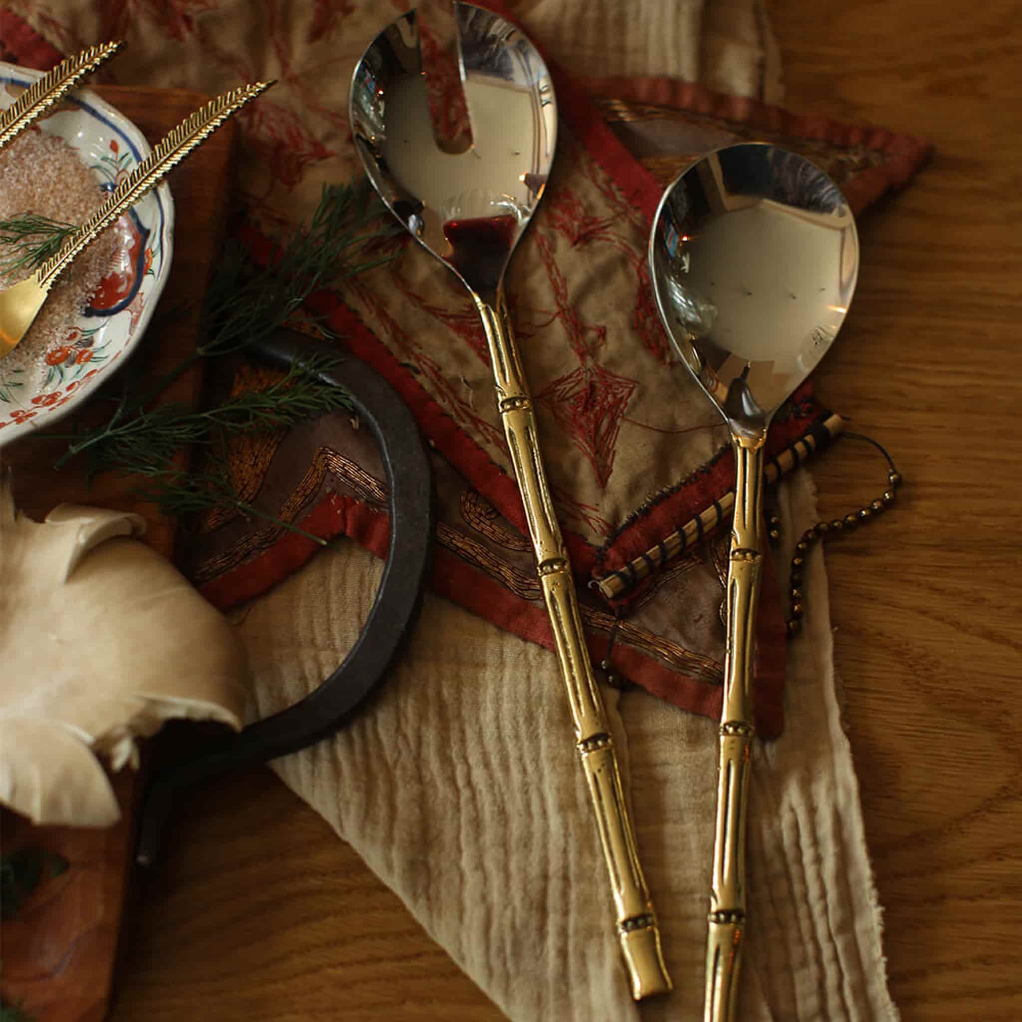 Doing Goods Set of 2 Bodhi Bamboo Salad Server in Giftbox