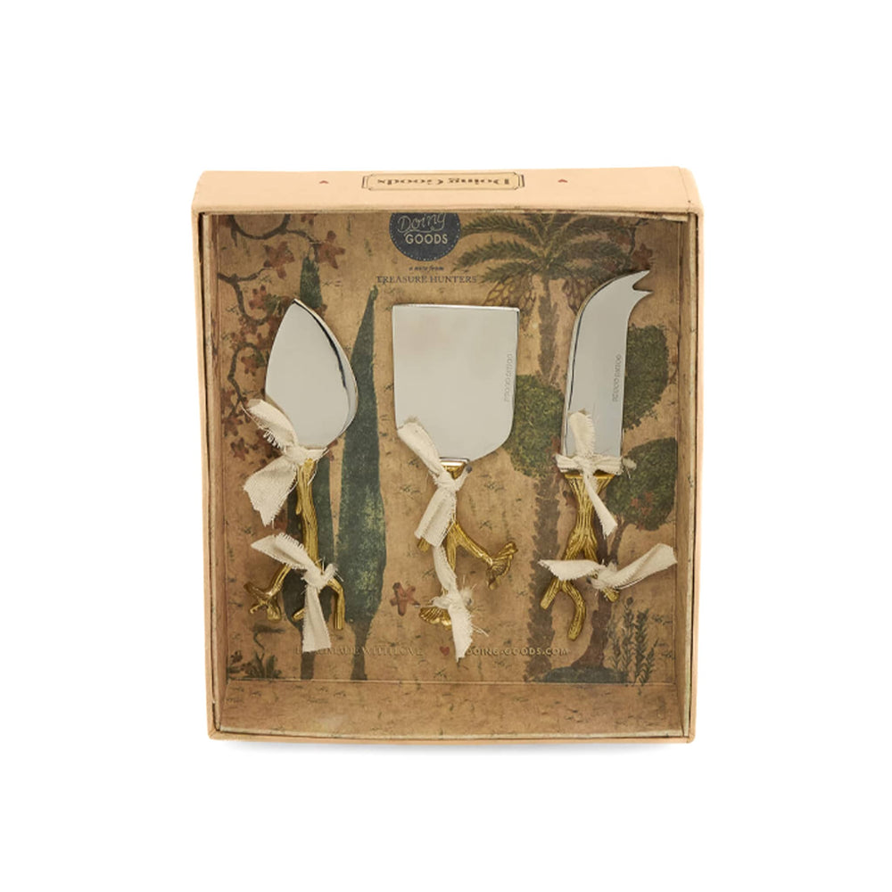 Doing Goods Set of 3 Ava Blossom Cheese Knives Set in Giftbox