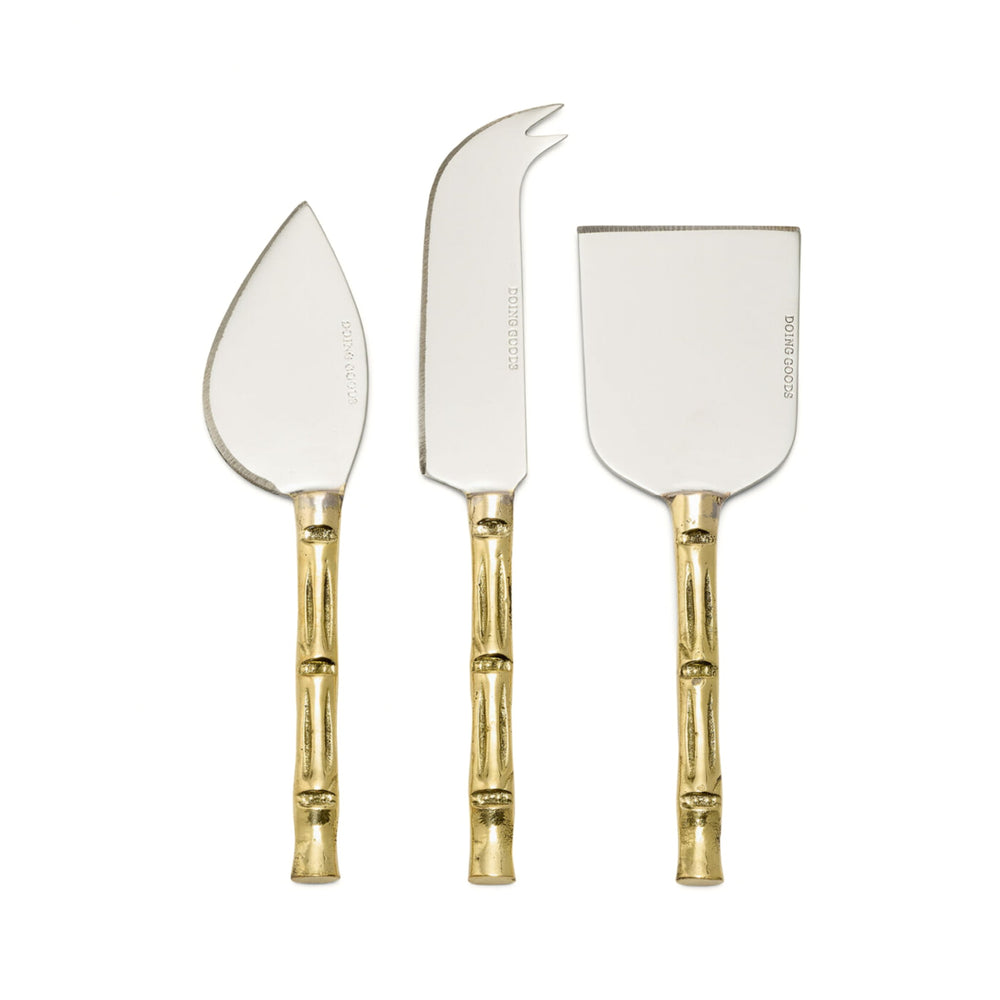 Doing Goods Set of 3 Bodhi Bamboo Cheese Knives Set in Giftbox