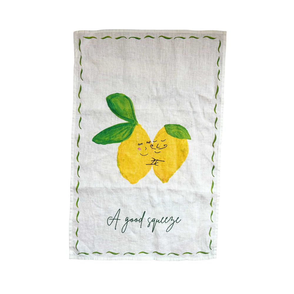 Dinette Good Squeeze Lemon Linen Tea Towel